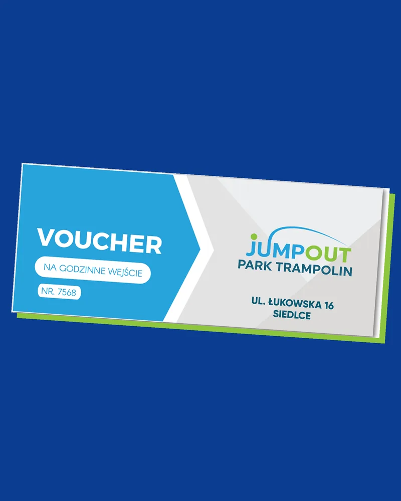 Voucher Jumpout na godzinne wejście: wzór vouchera z recepcji